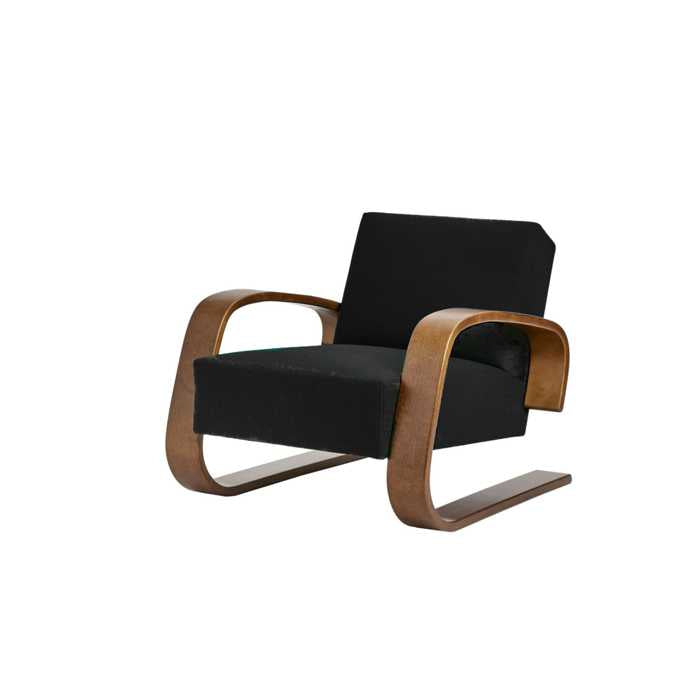 Artek 400 ''TANKKI'' -nojatuoli (pähkinä-nahkaverhoilu)