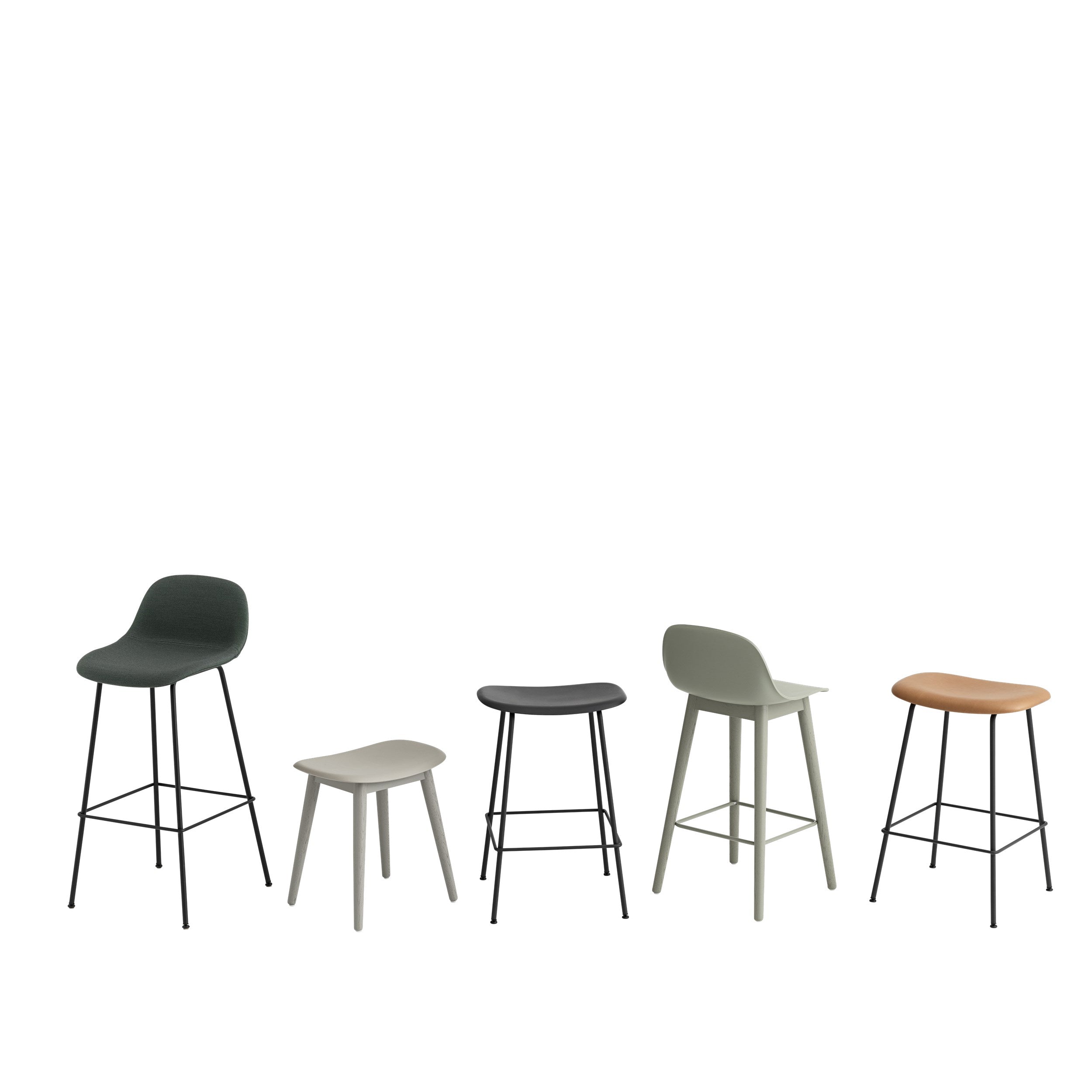 Muuto FIBER STOOL WOOD BASE -jakkara