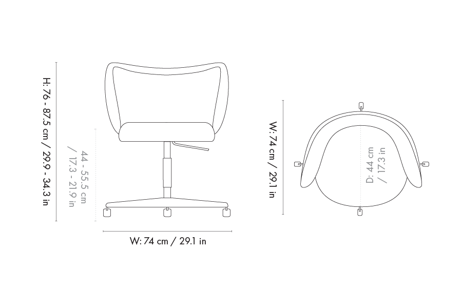 Ferm Living RICO DINING-työtuoli, kääntyvä