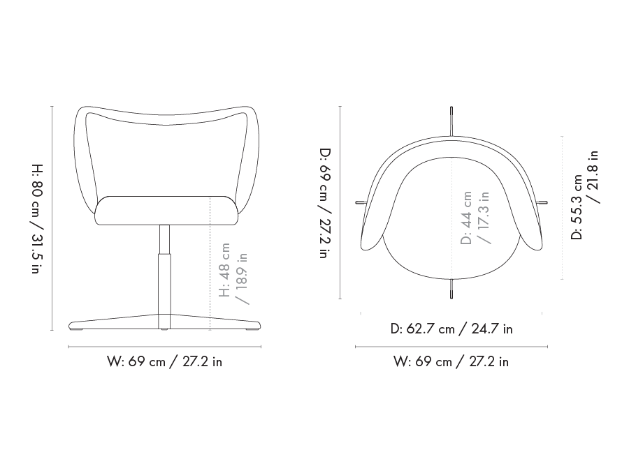 Ferm Living RICO DINING -tuoli, kääntyvä