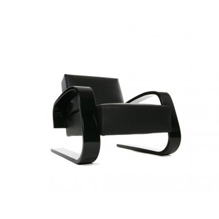 Artek 400 ''TANKKI'' -nojatuoli (musta-nahkaverhoilu)