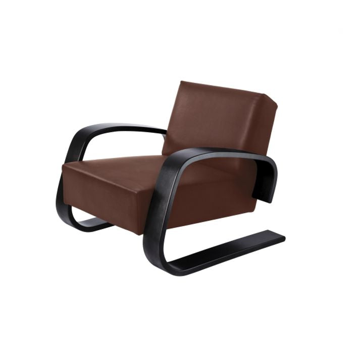 Artek 400 ''TANKKI'' -nojatuoli (musta-nahkaverhoilu)