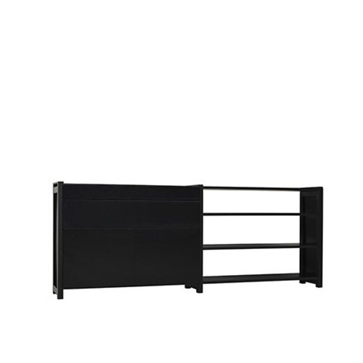 Lundia CLASSIC musta kaksiosainen hylly, ovilla ja laatikoilla
