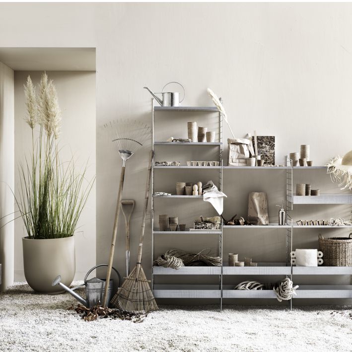 String system -metallihylly, matala reuna 58x30cm