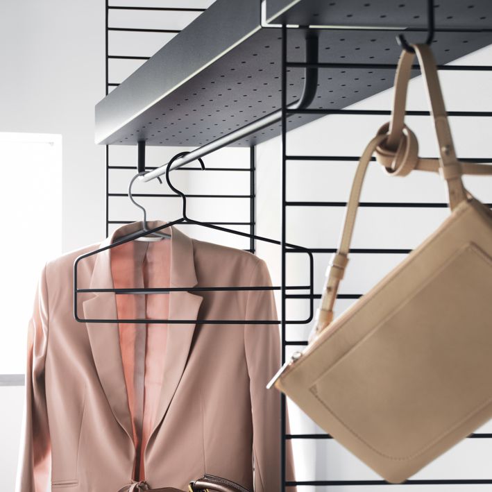 String system -metallihylly, korkea reuna 78x20cm