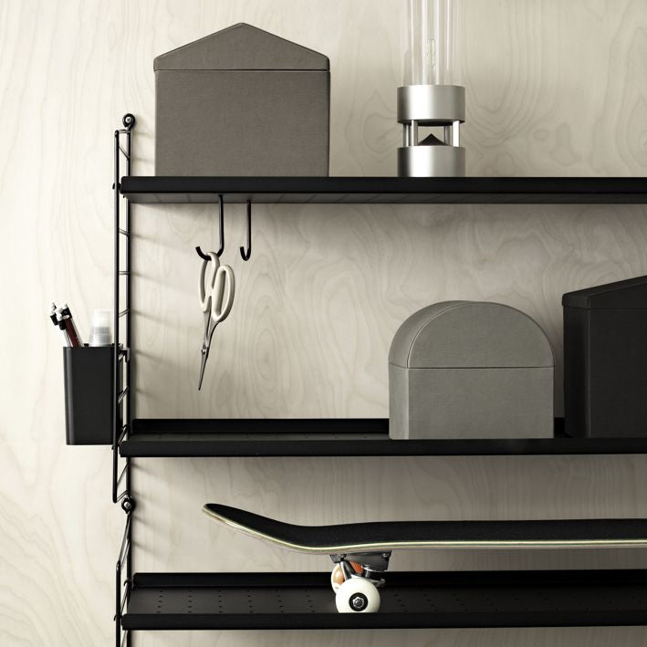 String system -metallihylly, matala reuna 78x30cm