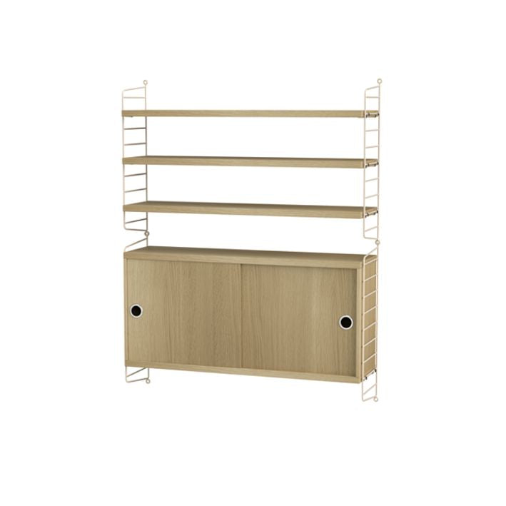 String System seinähylly liukuovikaapilla, living room I