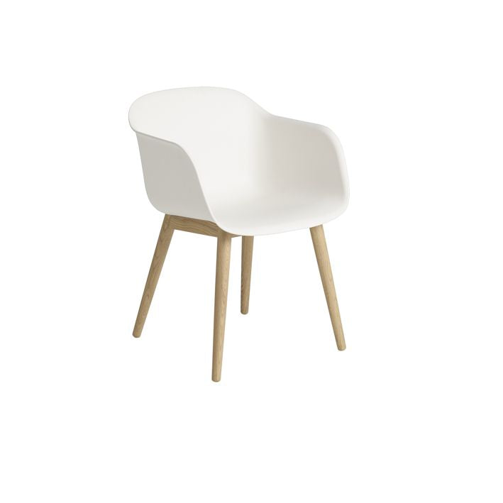 Muuto FIBER WOOD BASE -käsinojatuoli, natural white, oak, 4 kpl, myymälämalli