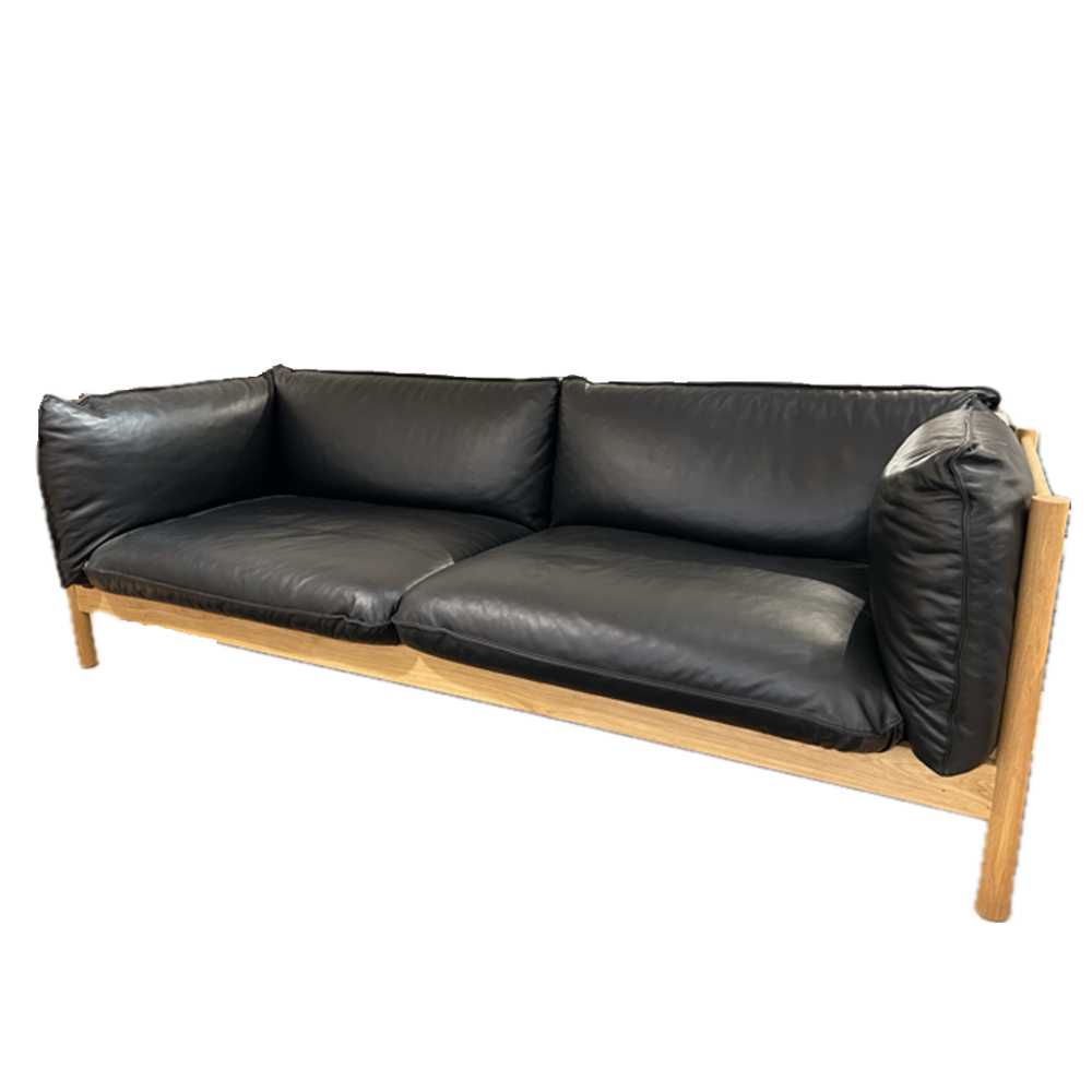 Hay ARBOUR -sohva 3-istuttava, Silk nahka black /oiled oak, myymälämalli