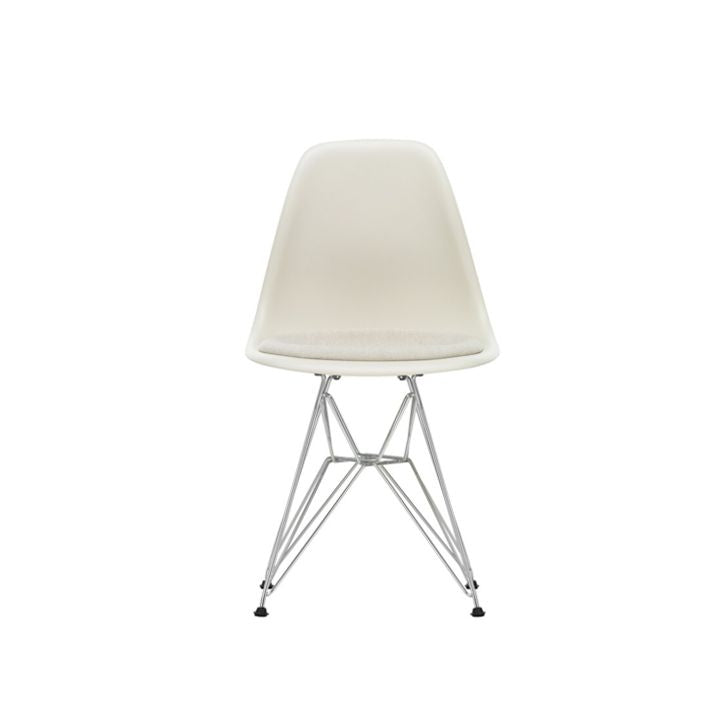 Vitra DSR -tuoli, 11 pebble/01 chrome/Hopsak 79 warm grey/ivory, myymälämalli