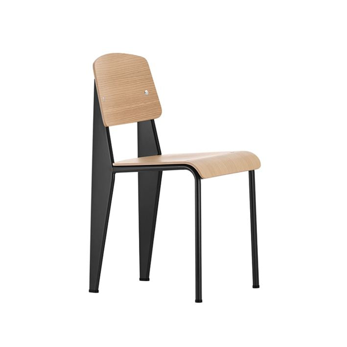 Vitra STANDARD -tuoli, deep black powder-coated / natural oak, 3 kpl, myymälämalli